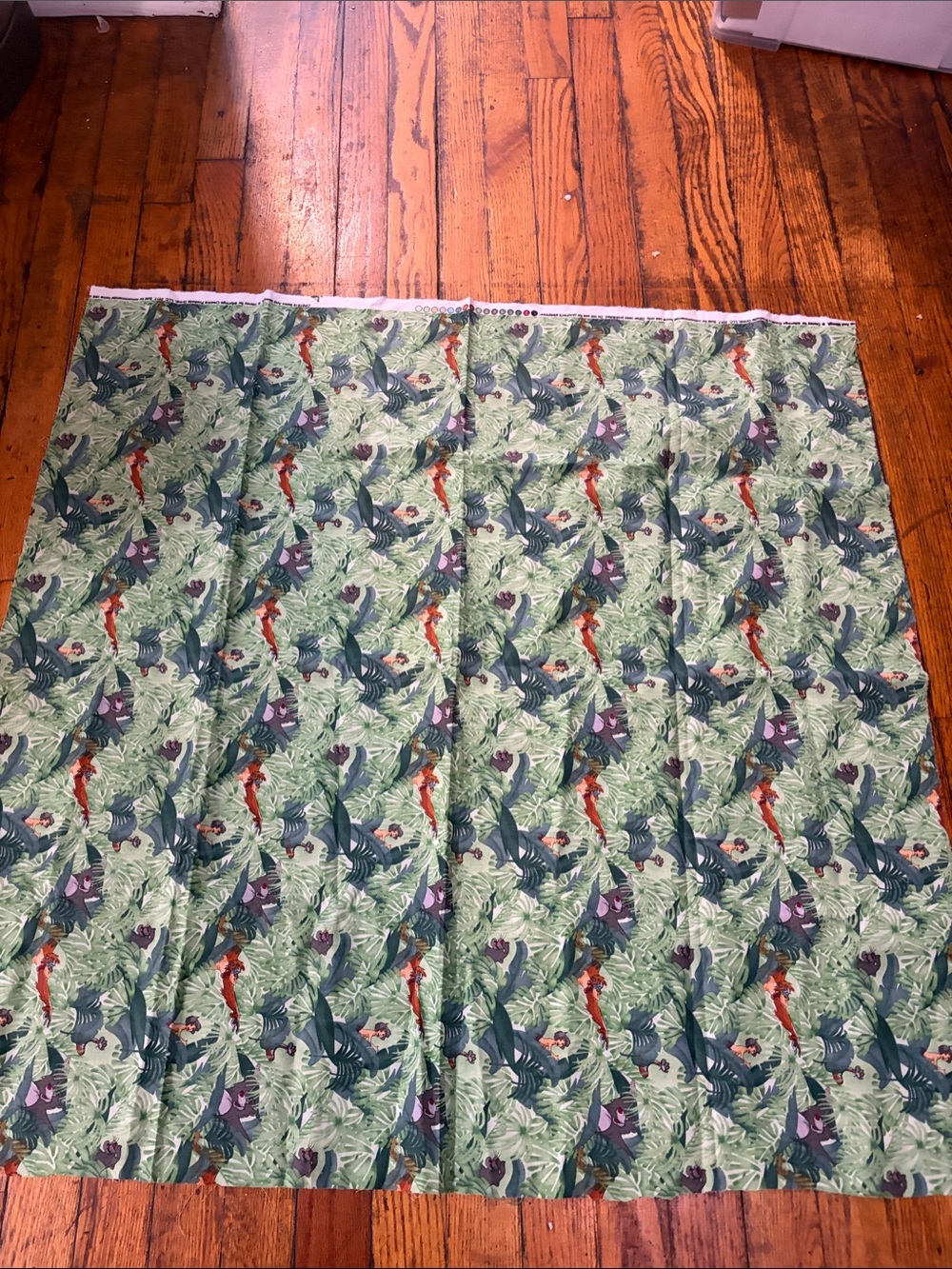 Tropical Green Circle Skirt with Parrot Print